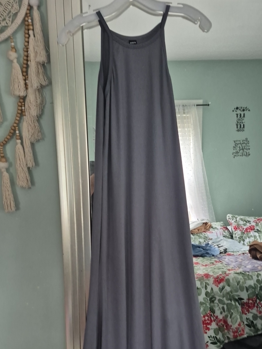 SHEIN Charcoal Grey Sleeveless Halter Maxi Dress